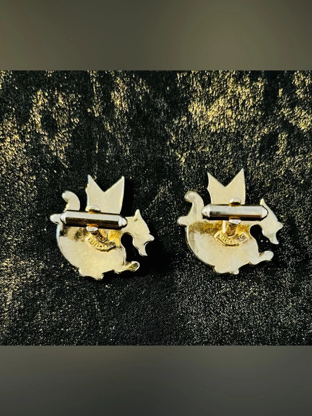 Rare SWANK Naga Sea Dragon vintage medieval mid century men's cuff links